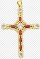 Golden cross pendant with red marquise gems and white zircons for jewelry necklaces - Style 97/Gold Red Marquise Stone Cross