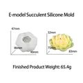 Siliconen mal voor vetplantkaarsen met afmetingen en een eindgewicht van 65,4g - Succulent Vorm Stijl E