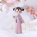 Exquisite Chinese doll ornament in pink embroidered robe for desktop decoration - Style 060-2 Handkerchief Small