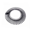 Flexible black plastic circular comb headband with dense U-shaped teeth for hair styling - Basic Black