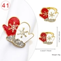 Red Christmas glove napkin ring with snowflake crystal and gold metallic finish - Christmas Gloves Style 41