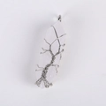 Détail de l'arbre de vie en fil d'argent sur pendentif hexagonal en cristal blanc - Sans Chaîne (Environ 10*50 mm) / Cristal de roche