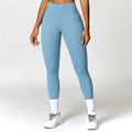 Leggings yoga a vita alta azzurri vestibilità slim ad asciugatura rapida per fitness - S / Blu Nebbia