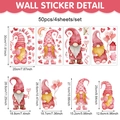 Detailed sheet of Valentines gnome window clings with dimensions and size specifications - Pink Watercolor Gnome Style (CT24Y11391T_T) / Large