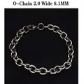 Mens stainless steel hip hop cable chain bracelet in 8.1mm width with lobster clasp - 8.1mm / O Chain