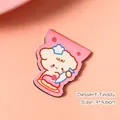 Cute cartoon teddy bear chef magnetic bookmark, pink dessert style, size 3x3.6cm - Approx. 3*3.8cm / Dessert Teddy