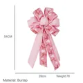 Pink Christmas linen bow with reindeer patterns and white lace edges, 54x28cm - Style D-Pink Lace Linen