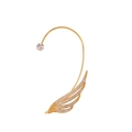 Elegant gold butterfly wing ear cuff with sparkling zircon crystals for non-pierced ears - Gold (04 KC Gold - Feather M-336)