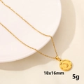 Golden 18K plated stainless steel moon pendant necklace weighing 5g and measuring 18x16mm - Gold Round Moon (S533-G+N22-G)