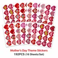 192pcs Mother's Day heart stickers with Happy Mother's Day and Love Mom designs - Thanksgiving Heart Set / 16 Sheets Pack