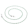 Silver bead chain eyewear strap with green accents and rubber loop fasteners - Silver Green Beaded Style (650*2mmKSC080-Z)