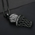 Hip hop black titanium gold basketball hoop pendant necklace with crystal rhinestones - Pendant Only (No Chain) / Black