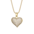 Elegante collana con ciondolo a cuore dorato e zirconi micro-pavé su una catena veneziana - Solo ciondolo / Cuore Dorato con Zirconi Completi