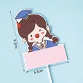 Cartoon girl graduate cake topper with pink message board for 2025 graduation party decor - Writable Doctoral Girl 60 Pcs