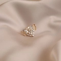 Elegant gold-plated alloy heart brooch with zircon inlay and golden angel wings - 509# Heart Wings