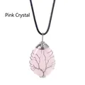 Rose quartz water drop pendant necklace with silver wire wrapped tree of life design - Silver Wire Wrapped Rose Quartz Pendant