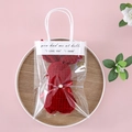 Red bear towel gift set in transparent bag with white bow and pearl accent - ins Gift Bag + Red Rabbit