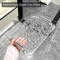 Vassoio in acrilico trasparente con trama a onde d'acqua e manici, 30 x 21,8 cm - Trasparente - Medio - Maniglia Argento