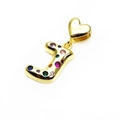 Gold-plated letter J pendant featuring vibrant multi-colored cubic zirconia stones - Pendant Only / Letter J