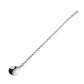 Silver 304 stainless steel straw spoon with spiral handle design for stirring - Spiral Long - Silver