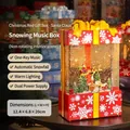 Carillon natalizio rosso con slitta di Babbo Natale, neve automatica e luci calde - Rosso Slitta di Babbo Natale
