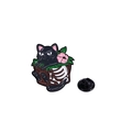 Schwarze Katze in Pinker Blumenbox (CZ0798-1)