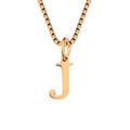Rose gold stainless steel box chain necklace featuring a polished letter J pendant - Letter J-Rose Gold