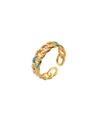 18k gold plated adjustable chain ring with pink and blue enamel detailing for women - Pink and Blue Chain