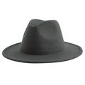 Classic dark grey wool felt fedora hat with wide brim and structured crown for men and women - M (56-58cm) / Dark Gray