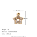 Mini 14K gold plated stainless steel star pendant with pavé set white zircon stones - Hollow Five-Pointed Star Rhinestone Pendant - Gold