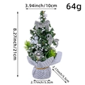 20cm mini artificial Christmas tree with silver bows and snowballs on a silver base - With White Particles / Silver