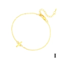 Minimalist 18K gold plated thin chain bracelet with letter I bar pendant for women - Letter I