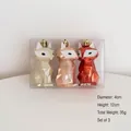 Set da 3 decorazioni natalizie a forma di volpe geometrica in oro, rosso e rosa - Forma di Volpe Set da 3