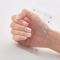 Semi-cured gel nail stickers with transparent glitter gradient and colorful small flowers - DQ-38 Clear Glitter Flower