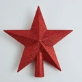 Red glitter star Christmas tree topper with matching red cylindrical base for tree decoration - Small (20CM) / Red