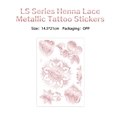 Rose gold metallic mandala lace tattoo sticker style LS-011 measuring 14.5x21cm - Mandala Flower Style (LS-011) / Rose Gold