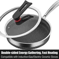 316L stainless steel honeycomb frying pan with glass lid for gas and induction hobs - 316 Double Sided with Standable Lid