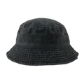 Short brim washed cotton bucket hat in black with ventilation eyelets and stitched brim - M / Dark Grey