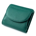 Portafoglio sottile in vera pelle verde con protezione RFID e trama martellata - verde scuro
