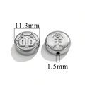 Silver stainless steel bead with cat face and fish bone patterns, diameter 11.3mm - Pig/Cat-Steel