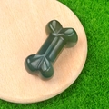 Deep green crystal agate gemstone in a smooth carved bone shape for DIY jewelry making - India Agate