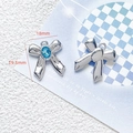 Macro shot of silver bow pendants with blue gemstone and 18mm by 19.5mm size marking - 7# Blue Bow