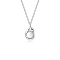 Minimalistische S925 zilveren ketting met vloeiende hanger en witte parel - Lite Editie / Zilver