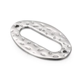 Irregular oval stainless steel pendant with hammered texture and dual mounting holes - Double Hole (KLJ346-Z)
