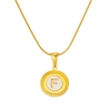 18K gold plated titanium necklace with letter F pendant and shell inlay on snake chain - Letter F(S-P005-F)