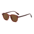 Retro round frame sunglasses with transparent amber red finish and brown lenses - Tea Frame Tea Lens