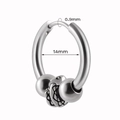 Vintage stainless steel 14mm hoop earring featuring a black etched totem bead detail - Retro Totem Bead