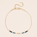 Minimalistische Miyuki kralenarmband met verstelbare gouden ketting en gekleurde kralen - Zwart Blauw Wit Goud Mix (MI-B220336N)