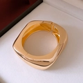 Detailed view of vintage branch texture gold bangle with square spring hinge closure - Gold Wide Rounded Hinge Bangle (9#)