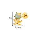Clou d'oreille pieuvre dorée avec opale verte et zircon blanc, fermeture à vis - Forme de Poulpe Gemme Verte (908-7#Or)